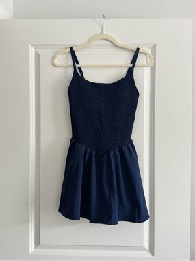 Offline by Aerie Navy Blue Smocked Mini Dress